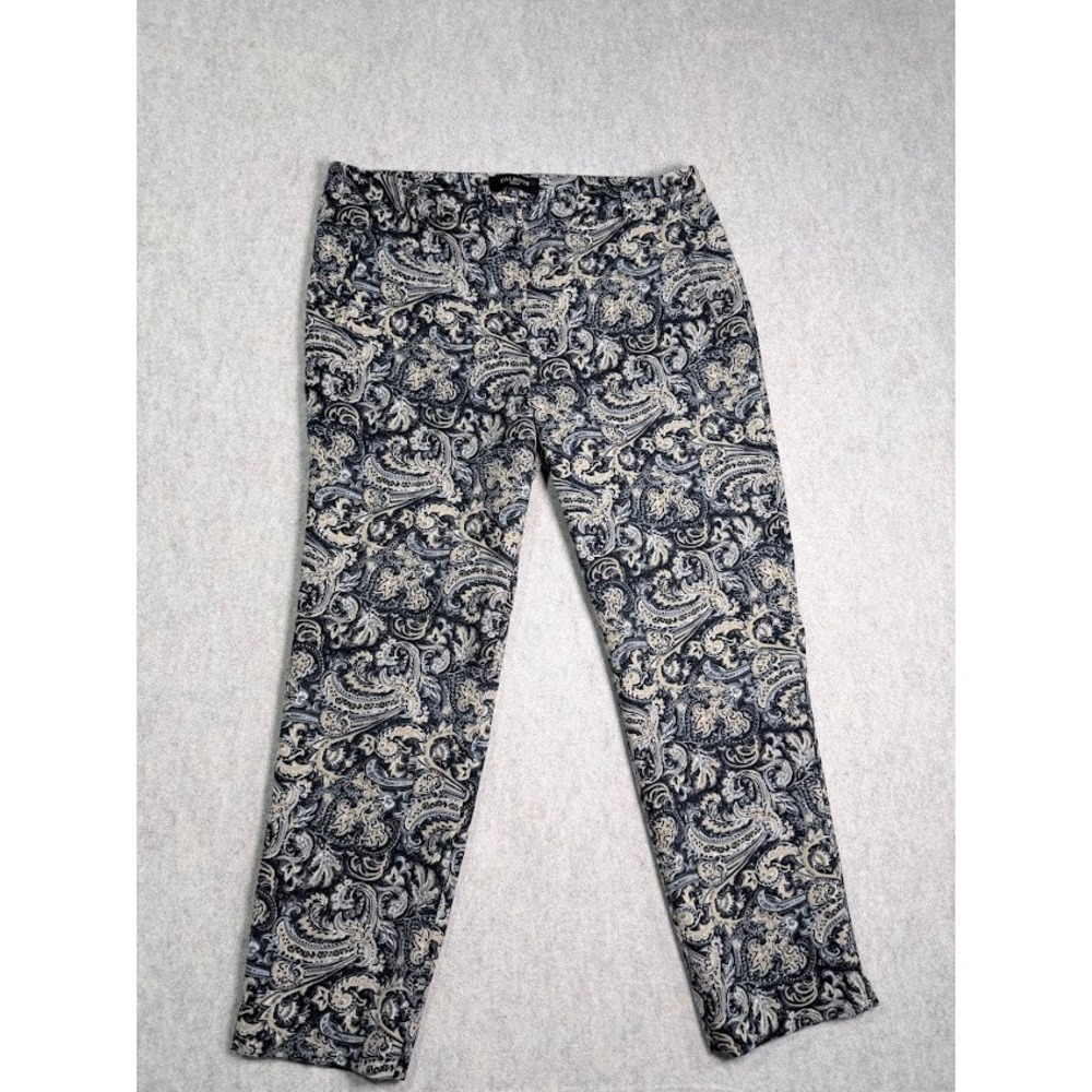 Talbots Paisley Ankle Pants Womens‎ 10P Blue Tan Stretch Classic Preppy Trousers